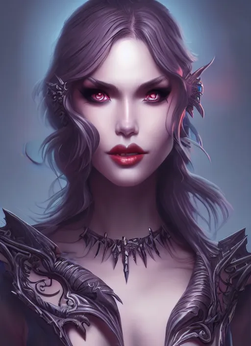 Image similar to queen of darkness, highly detailed, artgerm style, artstation, soft light, sharp focus, illustration, character design, concept art