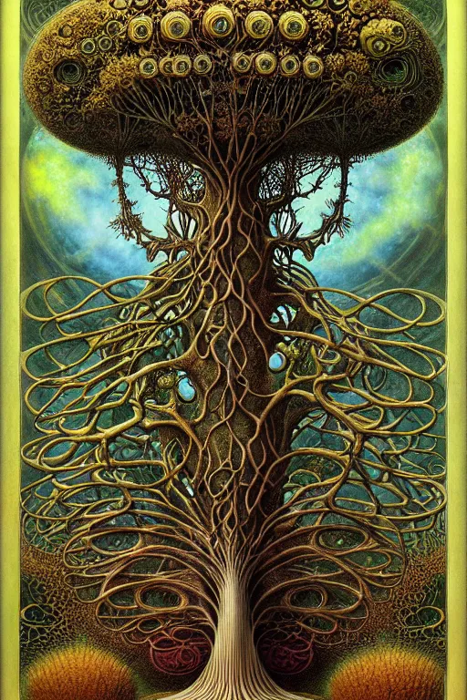 Image similar to tree of life by roger dean and andrew ferez, art forms of nature by ernst haeckel, divine chaos engine, symbolist, visionary, art nouveau, botanical fractal structures, organic, detailed, realistic, surreality