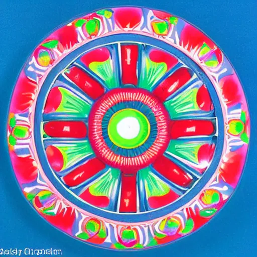 Prompt: 1960s illustrated peppermint candy mandala, highly detailed, giant peppermint candy in the center