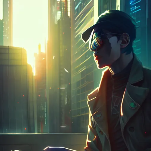 Image similar to cyberpunk cowboy, single subject, scenic full shot, ambient lighting, detailed face, by makoto shinkai, stanley artgerm lau, wlop, rossdraws