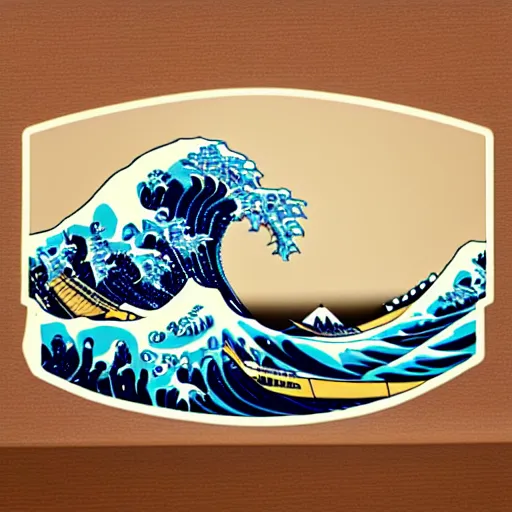 Prompt: the great wave as a sticker - art, svg vector, adobe - illustrator