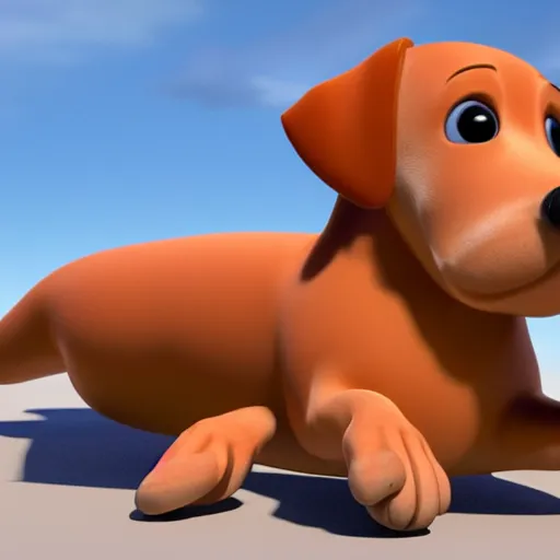 Prompt: giant hot dog with daschund dog inside detailed 4k pixar 3d render