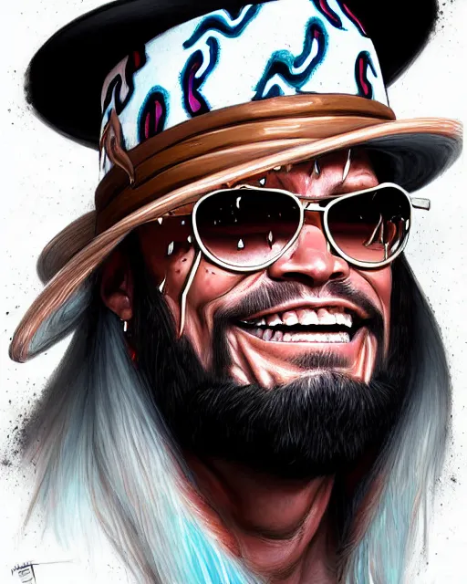 Image similar to digital art, portrait of tears rolling down the face of randy macho man savage by james jean, by ross tran, ultra detailed, character design, concept art, trending on artstation,