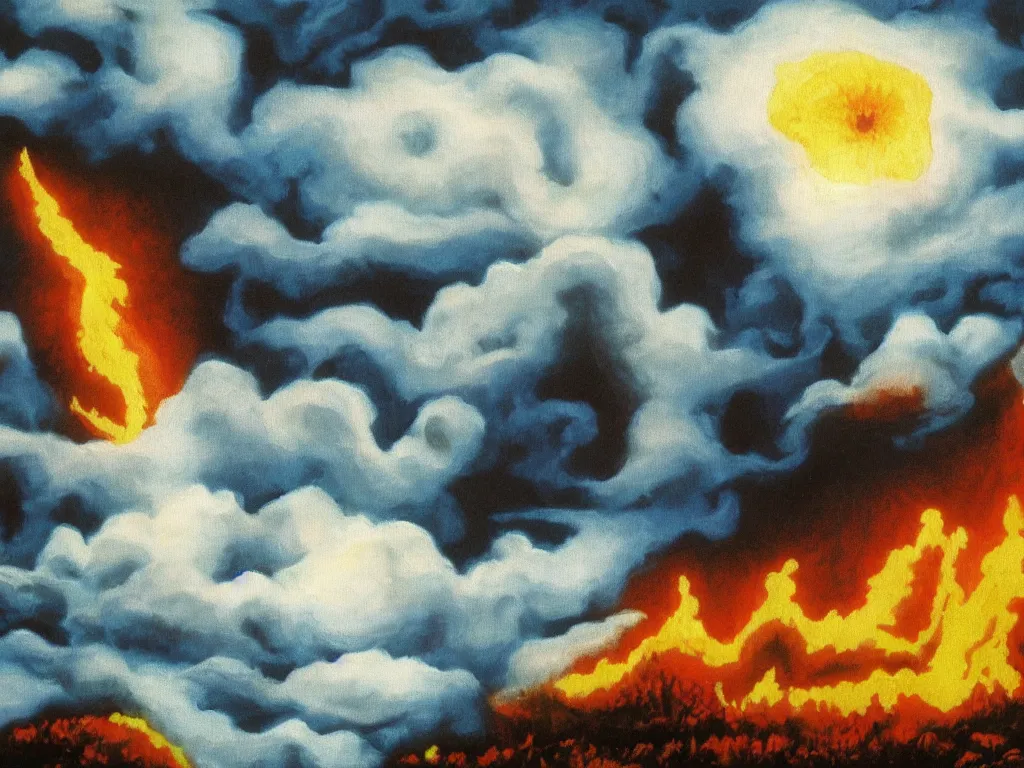 Prompt: bob ross painting of a nuclear holocaust