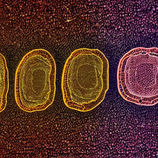 Image similar to tunneling electron microscope image of several mitochondria. false color. mit technology review. nature journal figure. nobel prize winning. ultra detailed 8 k tif