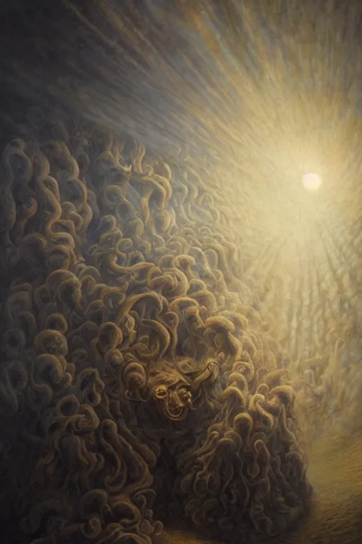 Prompt: Intricate stunning highly detailed HammerFall at Teatre-Museu Dalí, digital painting by agostino arrivabene and Vladimir Kush, surreal, ultra realistic, Horror vacui, dramatic lighting, full moon, thick black swirling smoke tornado, burning fire embers, artstation