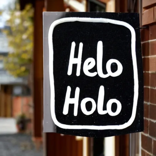 Image similar to a sign that says Hello Nisse