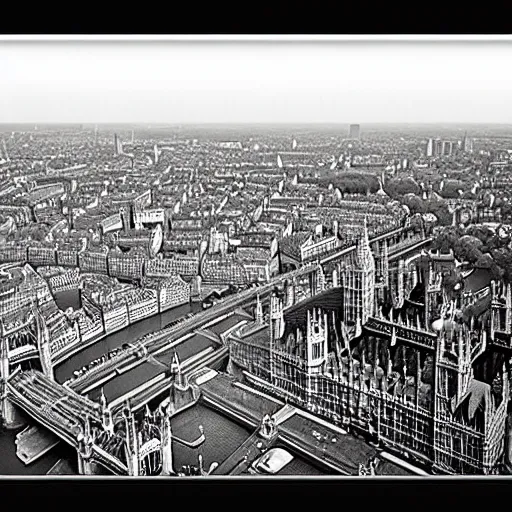Image similar to old black and white photo of london, highly detailed