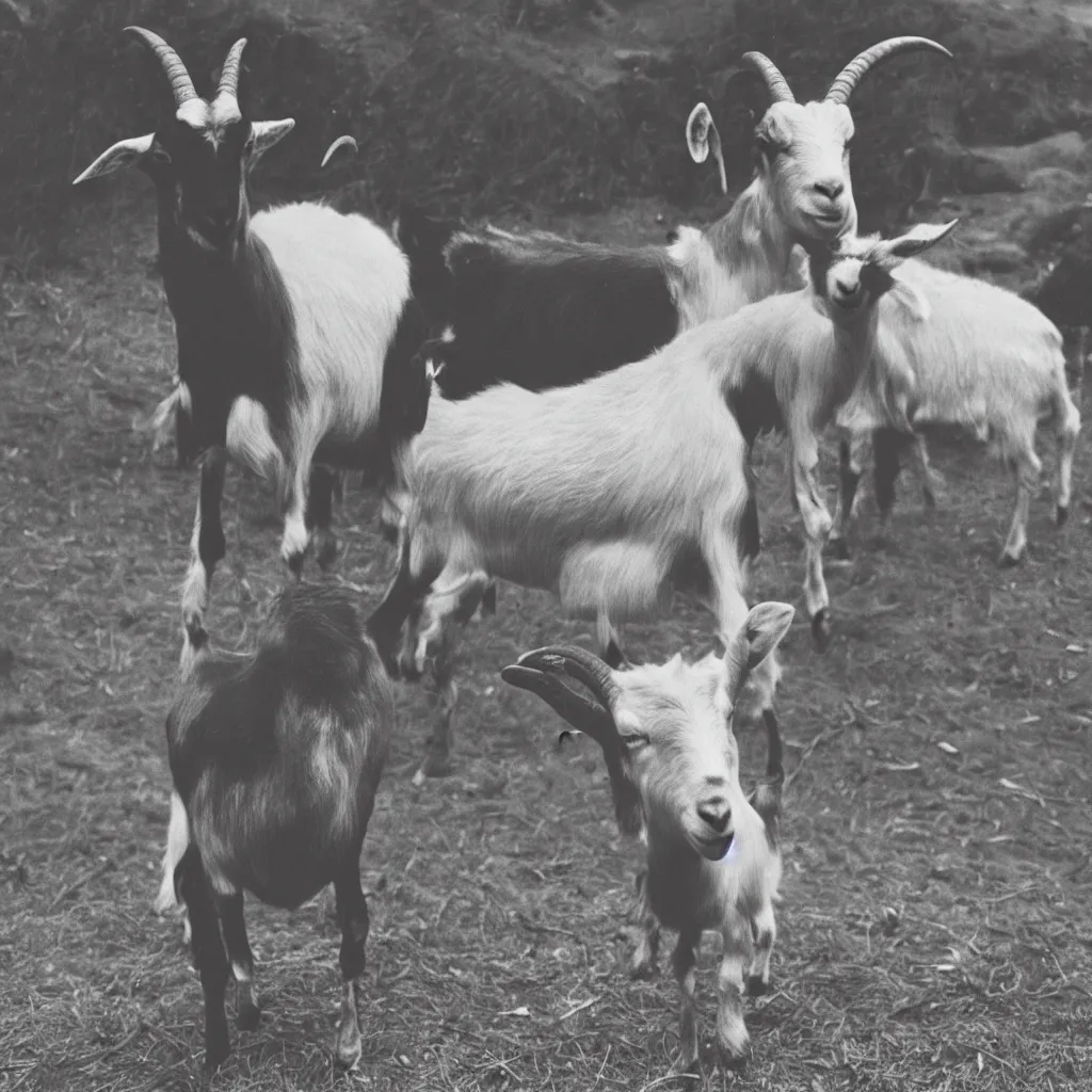 Prompt: vintage photo of a goat