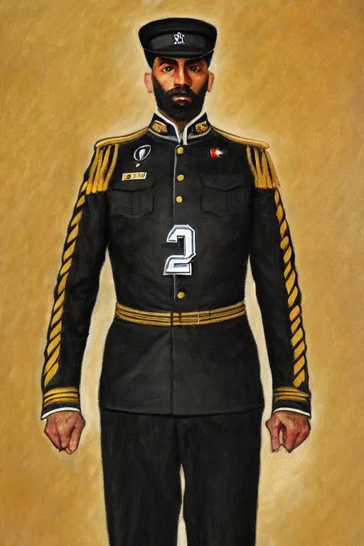 Image similar to full body portrait of the dictator of the san antonio spurs, 1 8 8 9, in full military garb, oil on canvas by william sidney mount, trending on artstation