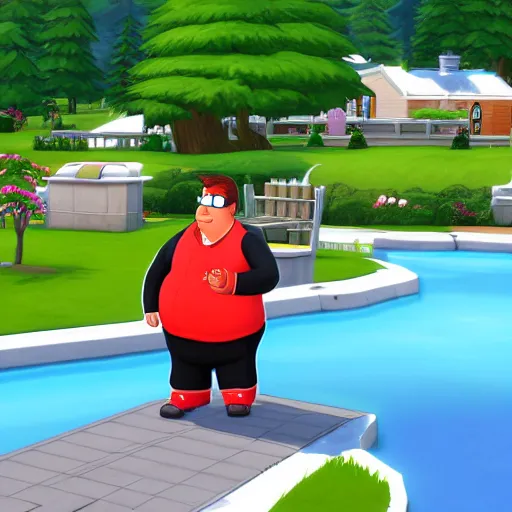 Prompt: a screenshot of peter Griffin in the sims 4