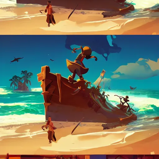 Image similar to painting treasure on sea of thieves game smooth median photoshop filter cutout vector, behance hd by jesper ejsing, by rhads, makoto shinkai and lois van baarle, ilya kuvshinov, rossdraws global illumination