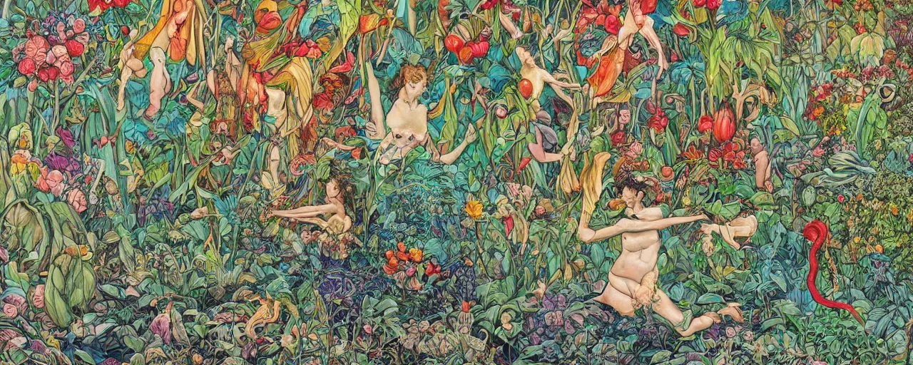 Image similar to garden of eden by James Jean