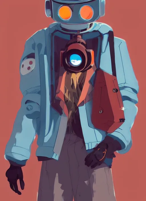 Prompt: canti, flcl, a robot with a crt tv head and a bomber jacket!!!!!!! bomber jacket!!!!!!! bomber jacket!!!!!!! by daniel gerhartz and satoshi kon, character concept art, trending on artstation