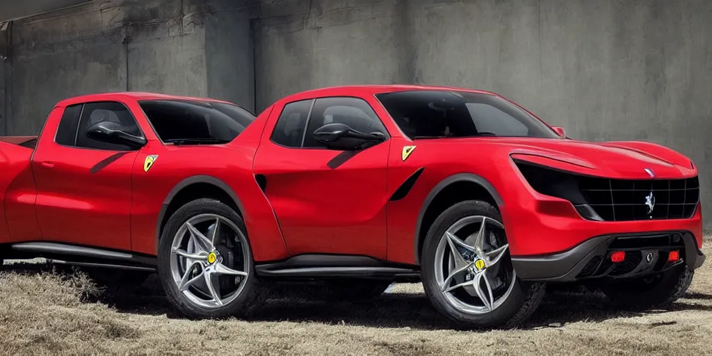 Prompt: “2020 Ferrari Pickup Truck, ultra realistic, 4K HD”