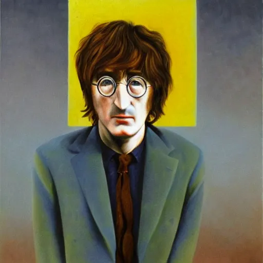 Prompt: john lennon in a surrealist painting