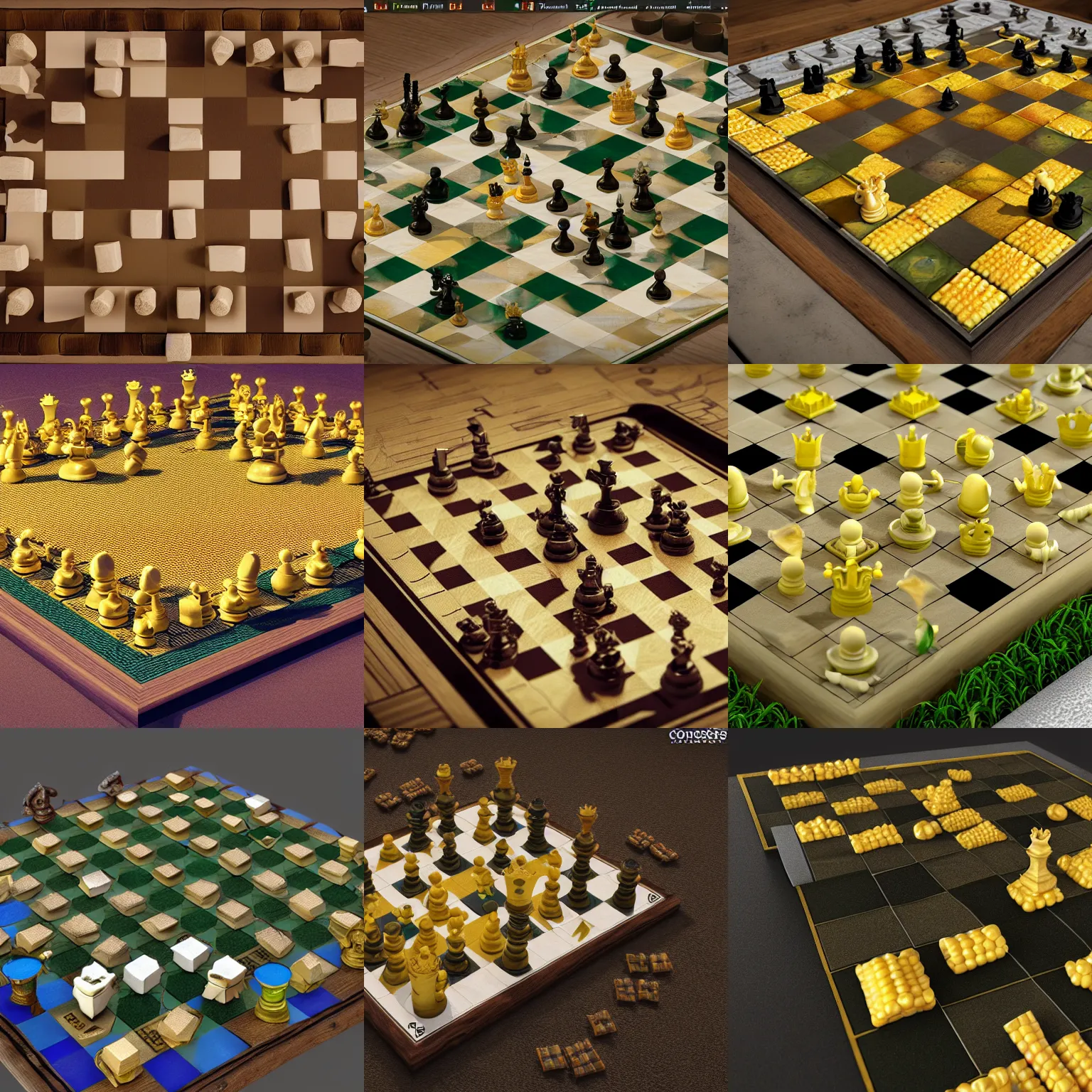 Prompt: corn chess board game, detailed octane render