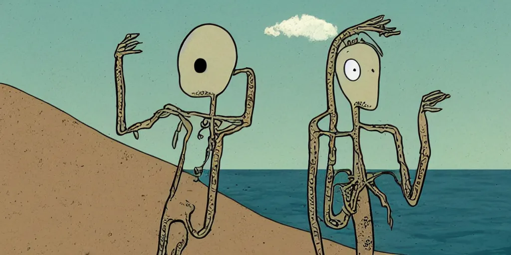 salad fingers goes to the beach. david firth. | Stable Diffusion | OpenArt