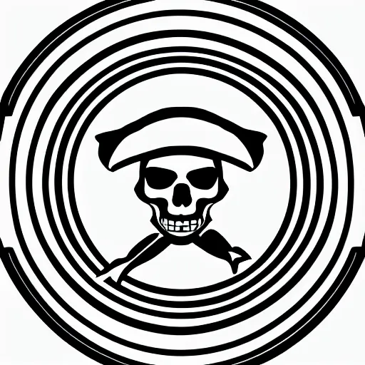 Image similar to black and white line art pirate logo clean simple