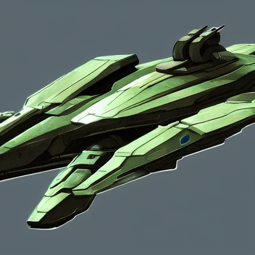 Prompt: detailed concept art of a star ship in the style of halo