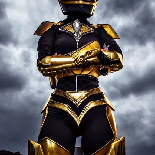 Prompt: beautiful female power ranger with ornate armour, highly detailed, 4k, HDR, smooth, sharp focus, hyper realistic, high resolution, award-winning photo