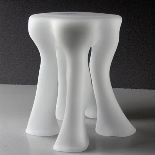 Prompt: the jellyfish stool by tadao ando, corian and oak