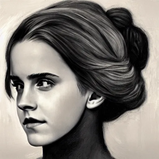 Image similar to emma watson, painting by walt whitman