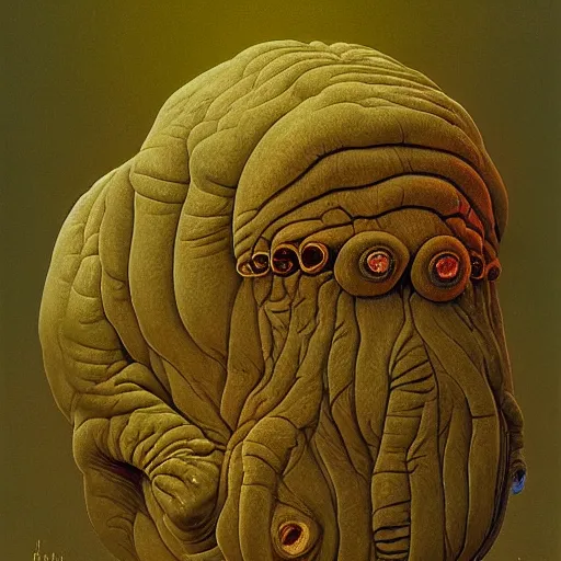 Image similar to a portrait of a tardigrade from the terrifying and incomprehensible beyond, body horror, by gerard brom, zdzisław beksinski and ansel adams