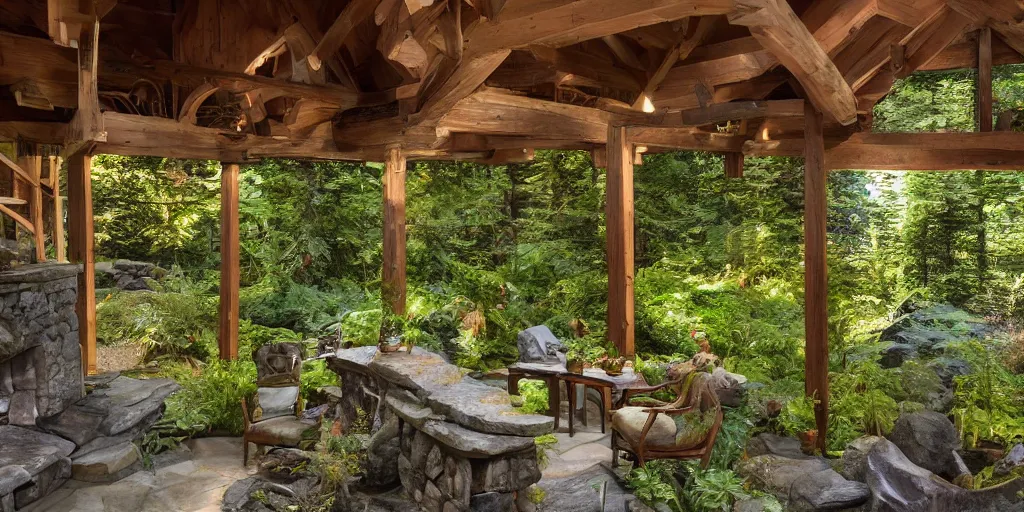 Image similar to residence in the style of rivendell, washington state