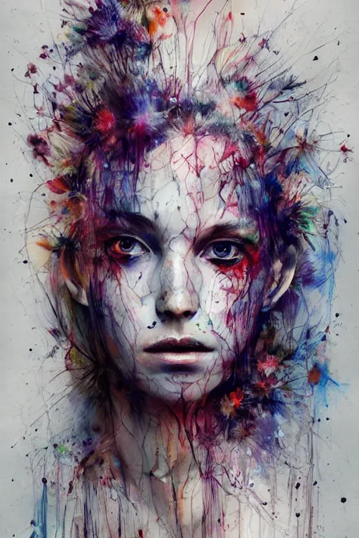 Image similar to tribal cyborg woman portrait flower heqdress art by agnes cecile, beautiful, soft, smooth