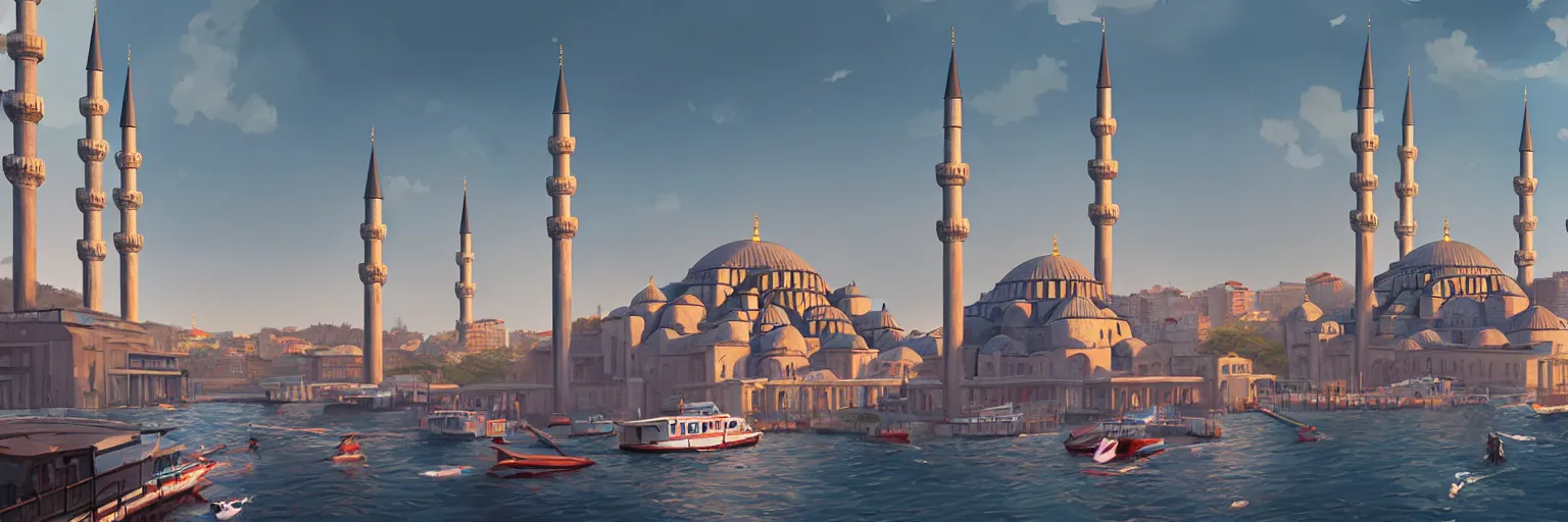 Image similar to a cinematic scene from istanbul bridge, concept art by nick ford and sylvain sarrailh,