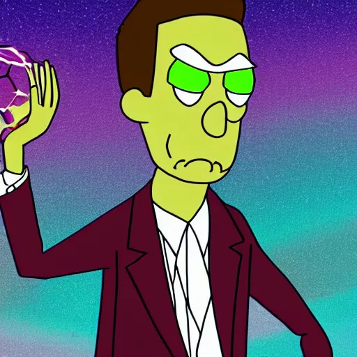 Image similar to Matt Smith in style of Rick and Morty