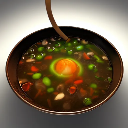 Image similar to hey there's a portal in my soup! 3d render, unreal engine 5, artstation award winner, ray tracing rendering, fantasy