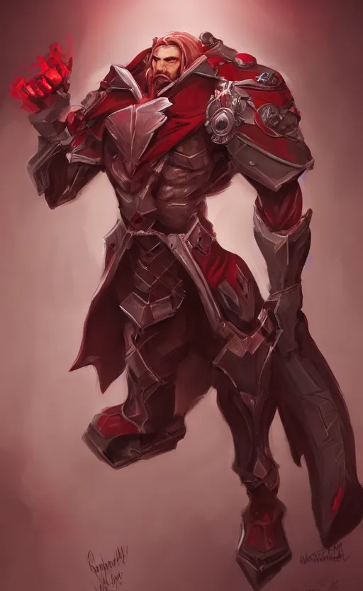 Image similar to a mindblowing red wizard, chad, handsome, super buff and cool, very detailed, sharp, matte, concept art, illustration, digital art, overwatch style, dnd, muscular, body builder