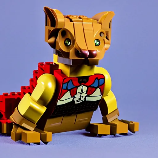 Prompt: ocelot cat side view lego set “ geoff darrow ”
