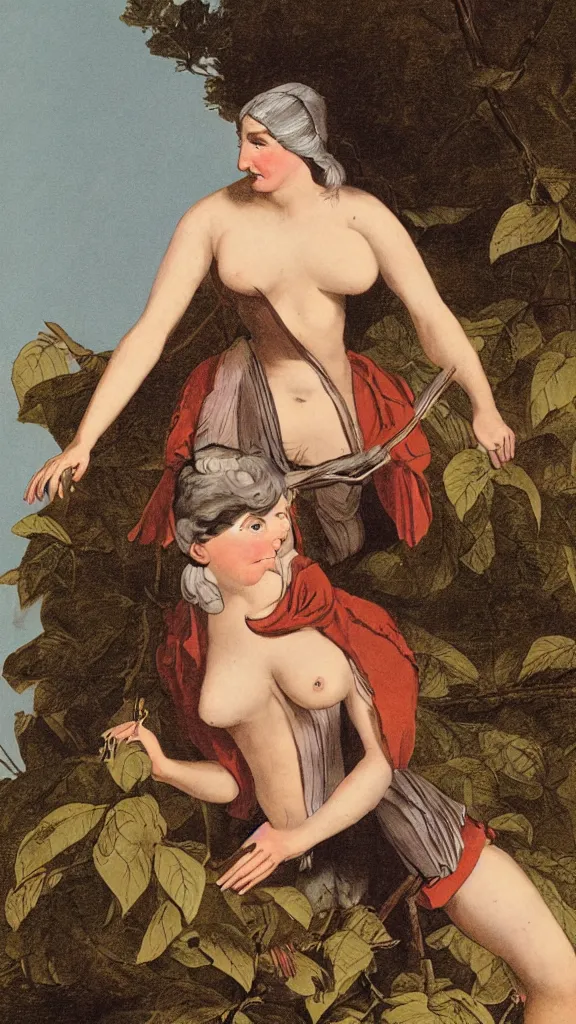 Prompt: an extremely buxom woman, illustration by john james audubon circa 1 8 3 8