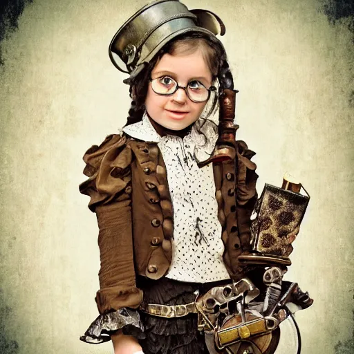Prompt: steampunk little girl
