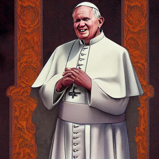 Prompt: pope John Paul II art by Glenn Fabry