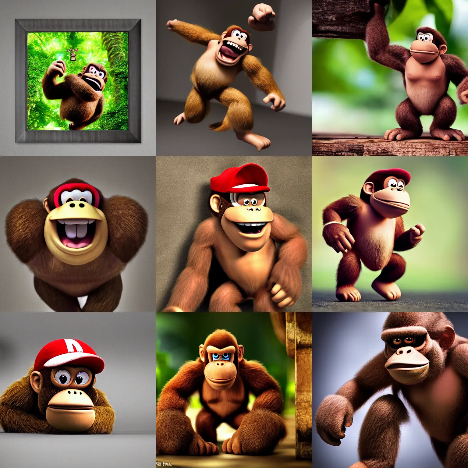 Prompt: 5 0 mm realistic photograph of donkey kong, award winning photograph, high definition, 4 k