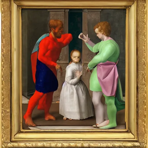 Prompt: a painting of the Koolaid meme by Agnolo Bronzino