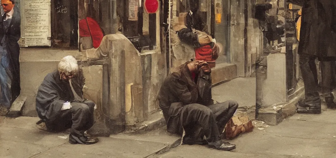 Image similar to man, begging for forgiveness, streets of New York, photo, realistic