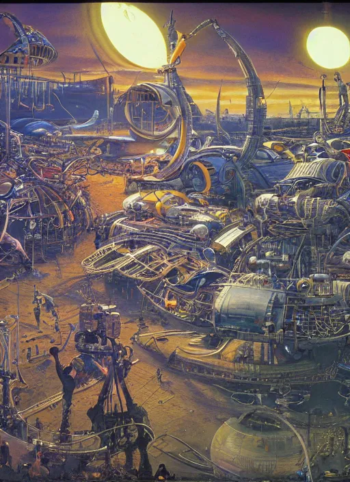 Prompt: photorealistic image of a retro futurism, solarpunk, biopunk, naturecore, by robert mccall