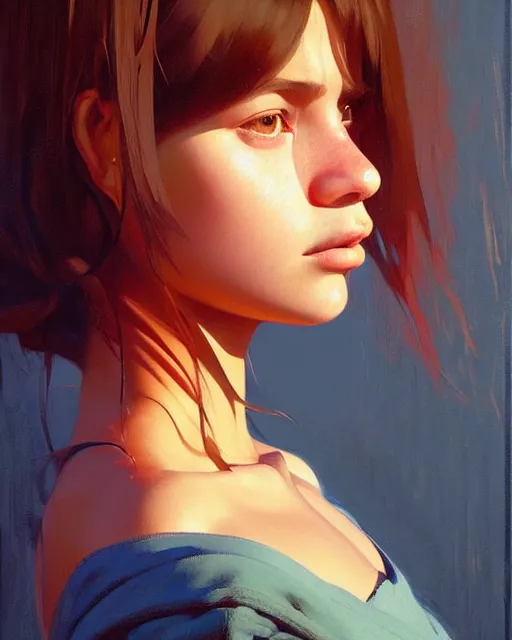 Image similar to stylized portrait of an artistic pose, composition, young indigenous girl, realistic shaded, fine details, realistic shaded lighting poster by ilya kuvshinov, magali villeneuve, artgerm, jeremy lipkin and michael garmash and rob rey