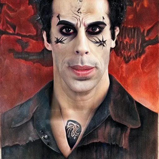 Image similar to epic d & d portrait of sacha baron cohen as michael meyers, gorgeous masterpiece art