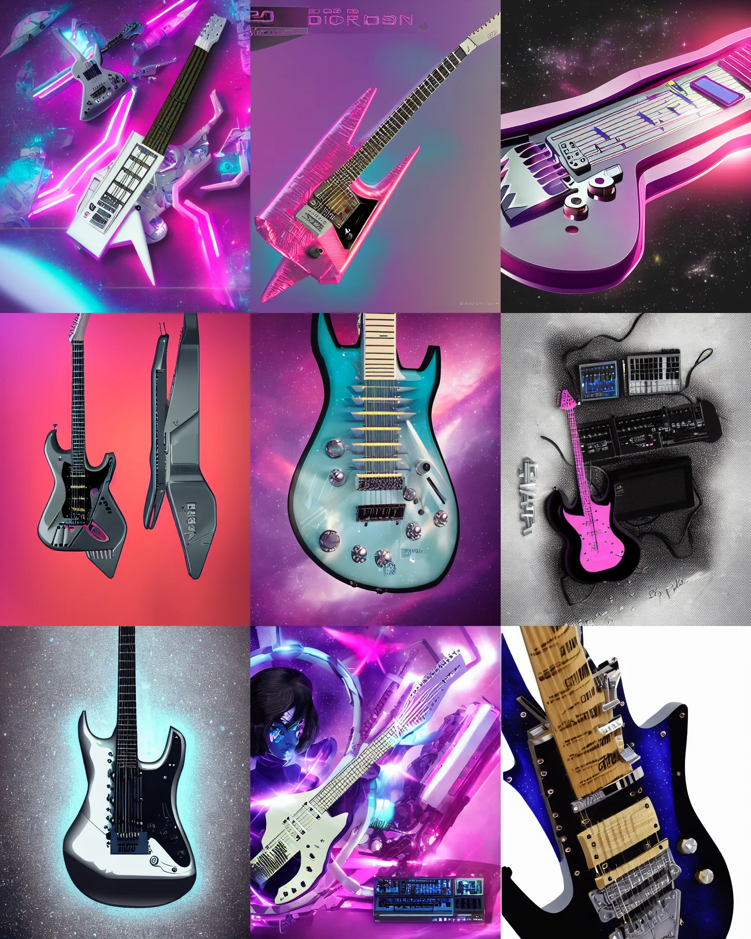 Prompt: casio dg 2 0 synth guitar for a pop diva from the planet cybertron, sci - fi magical girl aesthetic, trending on artstation, guitar concept art, product photography