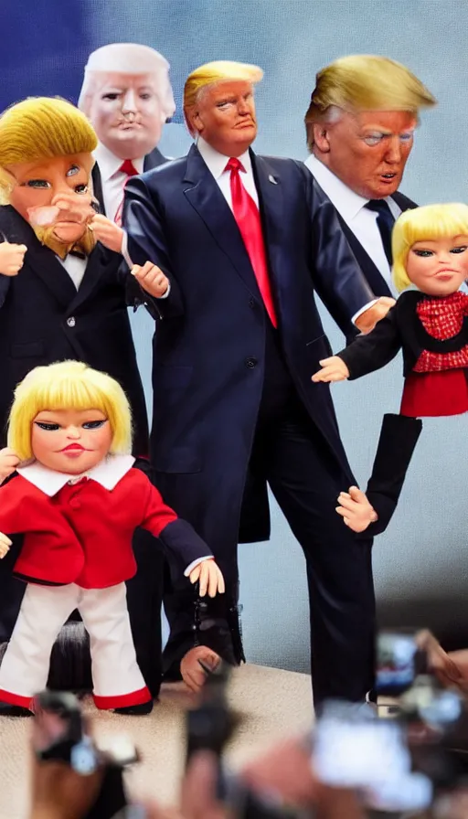 Image similar to donald trump trolls doll, cinema still