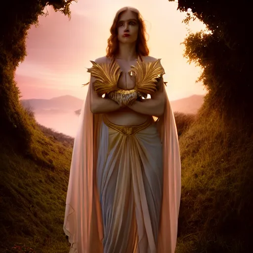 Image similar to photographic portrait of a stunningly beautiful hermetic order of the golden dawn art nouveau female in soft dreamy light at sunset, contemporary fashion shoot, by edward robert hughes, annie leibovitz and steve mccurry, david lazar, jimmy nelsson, breathtaking, 8 k resolution, extremely detailed, beautiful, establishing shot, artistic, hyperrealistic, beautiful face, octane render