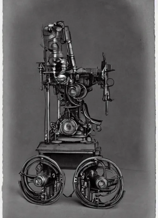 Image similar to 1 8 8 5 photo of a steampowered riveted glados from portal 2, daguerrotype, high quality