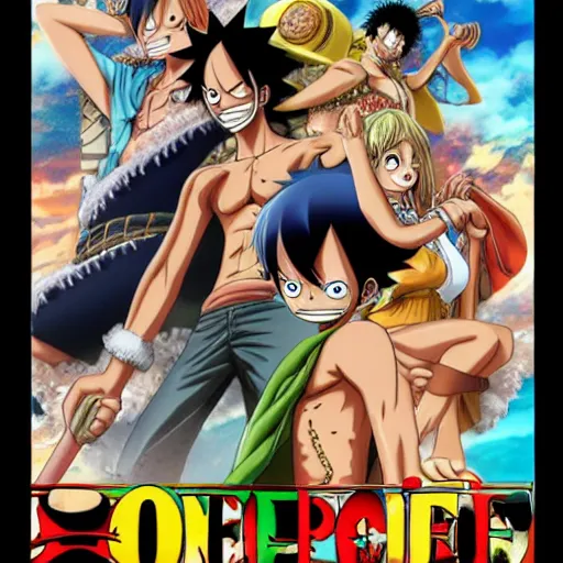Image similar to one piece poster, 8 k uhd, 8 k uhd character details
