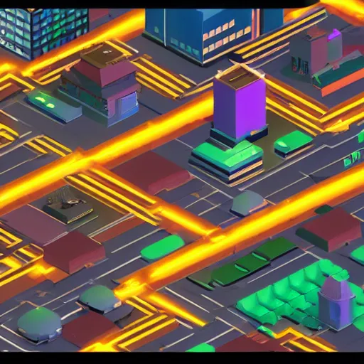 Prompt: Isometric game, 4k, dramatic lighting, unreal engine, fake city for nuclear tests, bright colors